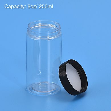 Round Jars With Black Screw Top Lid, 8oz Clear Empty Containers For Storage, 4pcs