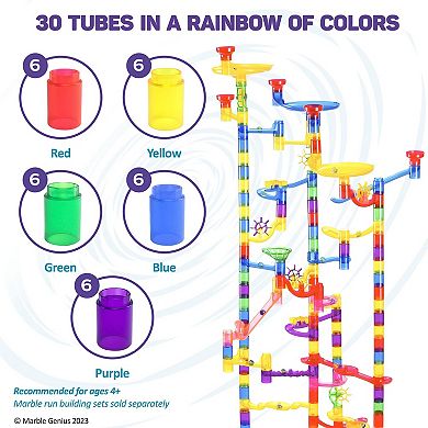 Tubes Marble Run Accessory Add-On Set for Kids Ages 3-14, 30 pieces
