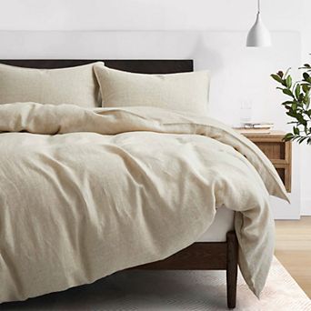 Unikome Breathable Washed Cotton Linen All Season Down Comforter Set