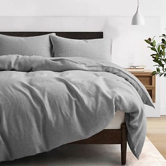 Unikome Breathable Washed Cotton Linen All Season Down Comforter Set