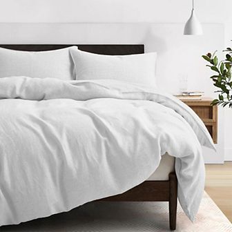 Unikome Breathable Washed Cotton Linen All Season Down Comforter Set