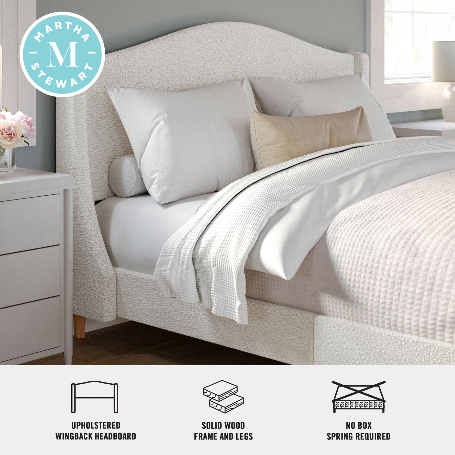 Martha Stewart Amelia Upholstered Platform Bed - Thumbnail 2