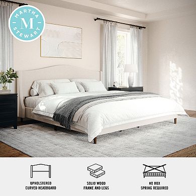 Martha Stewart Upholstered Platform Bed with Curved Headboard