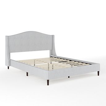 Martha Stewart Upholstered Platform Bed with Curved Headboard