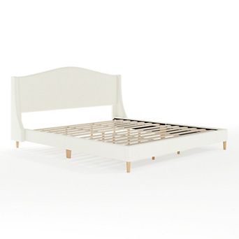 Martha Stewart Upholstered Platform Bed with Curved Headboard