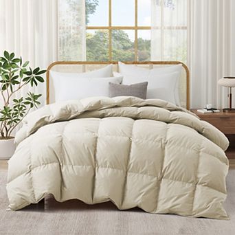 Unikome Fluffy Duvet Insert, Natural Goose Down Feather Comforter, 100% Cotton Down Duvet Insert