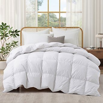 Unikome Fluffy Duvet Insert, Natural Goose Down Feather Comforter, 100% Cotton Down Duvet Insert