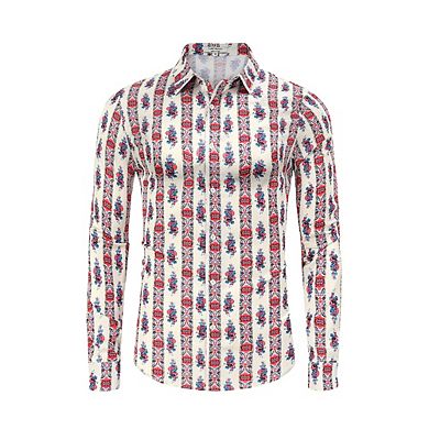 Men's Floral Jacquard Dress Shirt Long Sleeve Button Down Shirts
