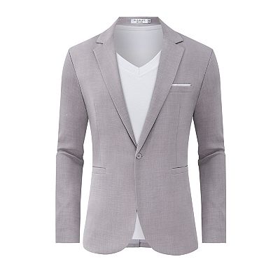 Men s Casual Blazer Jacket One Button Suit Jackets Lightweight Slim Fit Sport Coat