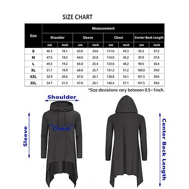 Men's Hooded Cloak Casual Long Pullover Hoodie Cape Hip Hop Sweatshirt With Pocket