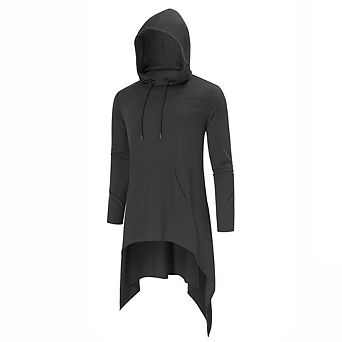 Men's Hooded Cloak Casual Long Pullover Hoodie Cape Hip Hop Sweatshirt With Pocket