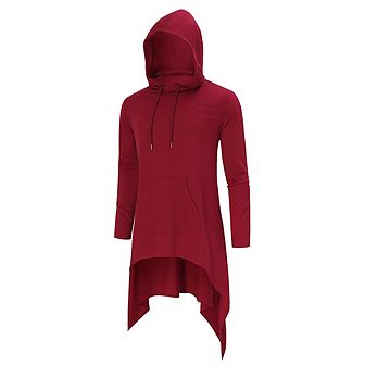 Men's Hooded Cloak Casual Long Pullover Hoodie Cape Hip Hop Sweatshirt With Pocket