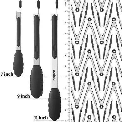 Popco 3 Pack Tongs For Cooking Grilling