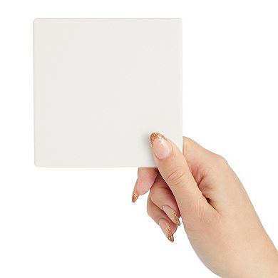 4 In Square Ceramic Tiles For Crafts With Cork Backing Pads, 12 Pck Diy Coasters