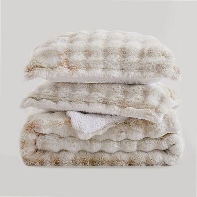 Unikome Faux Fur Plush Winter 3-piece Bedding Set Ultra-soft And Luxurious For Cozy Comfort