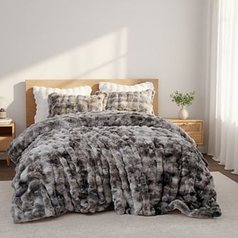 Unikome Faux Fur Plush Winter 3 pc Bedding Set Ultra-soft And Luxurious For Cozy Comfort