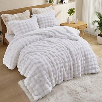 Unikome Faux Fur Plush Winter 3 pc Bedding Set Ultra-soft And Luxurious For Cozy Comfort