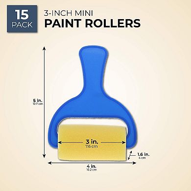 15 Pack Foam Brayer Paint Rollers For Artist Diy Painting Project, 5x4x1.6"