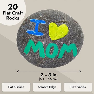 20 Pack Flat Rocks For Painting, Kindness Stones For Crafts (2-3 In)