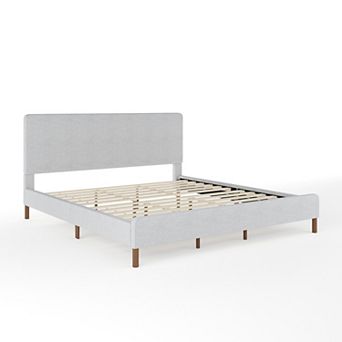 Martha Stewart Upholstered Platform Bed with Piped Detail Headboard