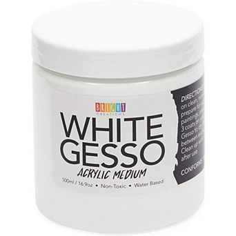 White Gesso Acrylic Paint Base For Canvas, Art, Craft Supplies 500 Ml (17 Oz)