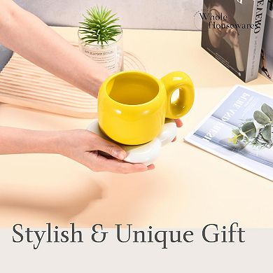 2 Ceramic Coffee Mug Aesthetic Chubby Cloud Mug