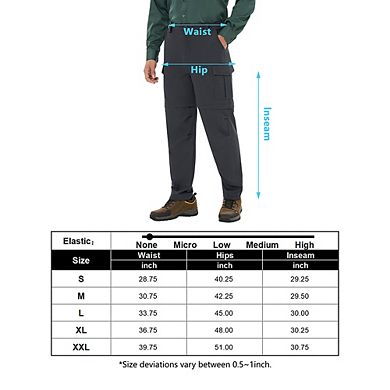 Men's Cargo Convertible Hiking Pants Zip-off Quick-dry Lightweight Stretch Pant Outdoor