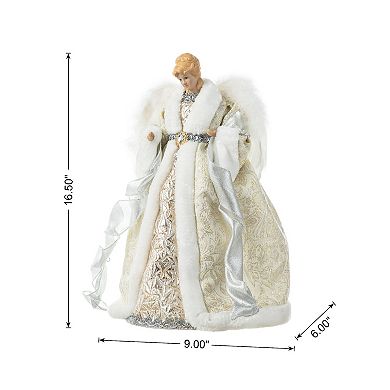 Glitzhome 16"h Faux Fur & Pvc Angel Tree Top