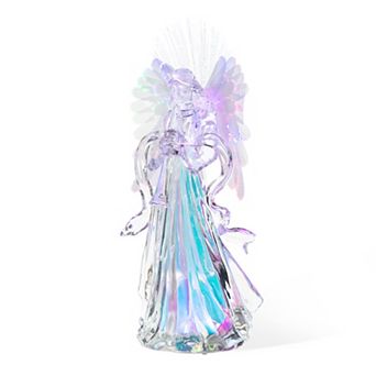 Glitzhome LED Lighted Angel Statue Figurine, Christmas Home Table Ornaments Decorations, 12”H