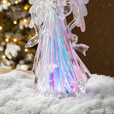 Glitzhome LED Lighted Angel Statue Figurine, Christmas Home Table Ornaments Decorations, 12”H