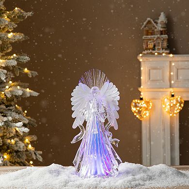 Glitzhome LED Lighted Angel Statue Figurine, Christmas Home Table Ornaments Decorations, 12”H