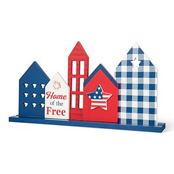 Glitzhome 16”L Patriotic Day Wooden House Sign Table Decor