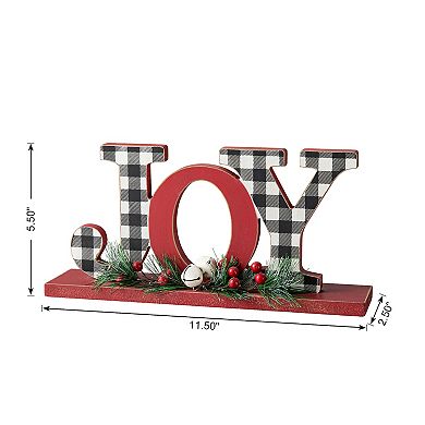 Glitzhome Joy Christmas Centerpiece Table Decor, 11.42 Inches Wooden Joy Decorative Display Sign