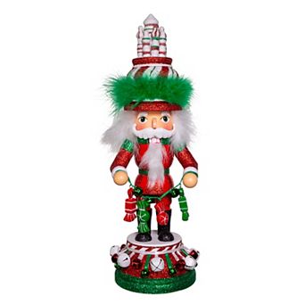 Hollywood Nutcracker Kurt Adler Red, White & Green Candy Tower Hat Nutcracker Floor Decor
