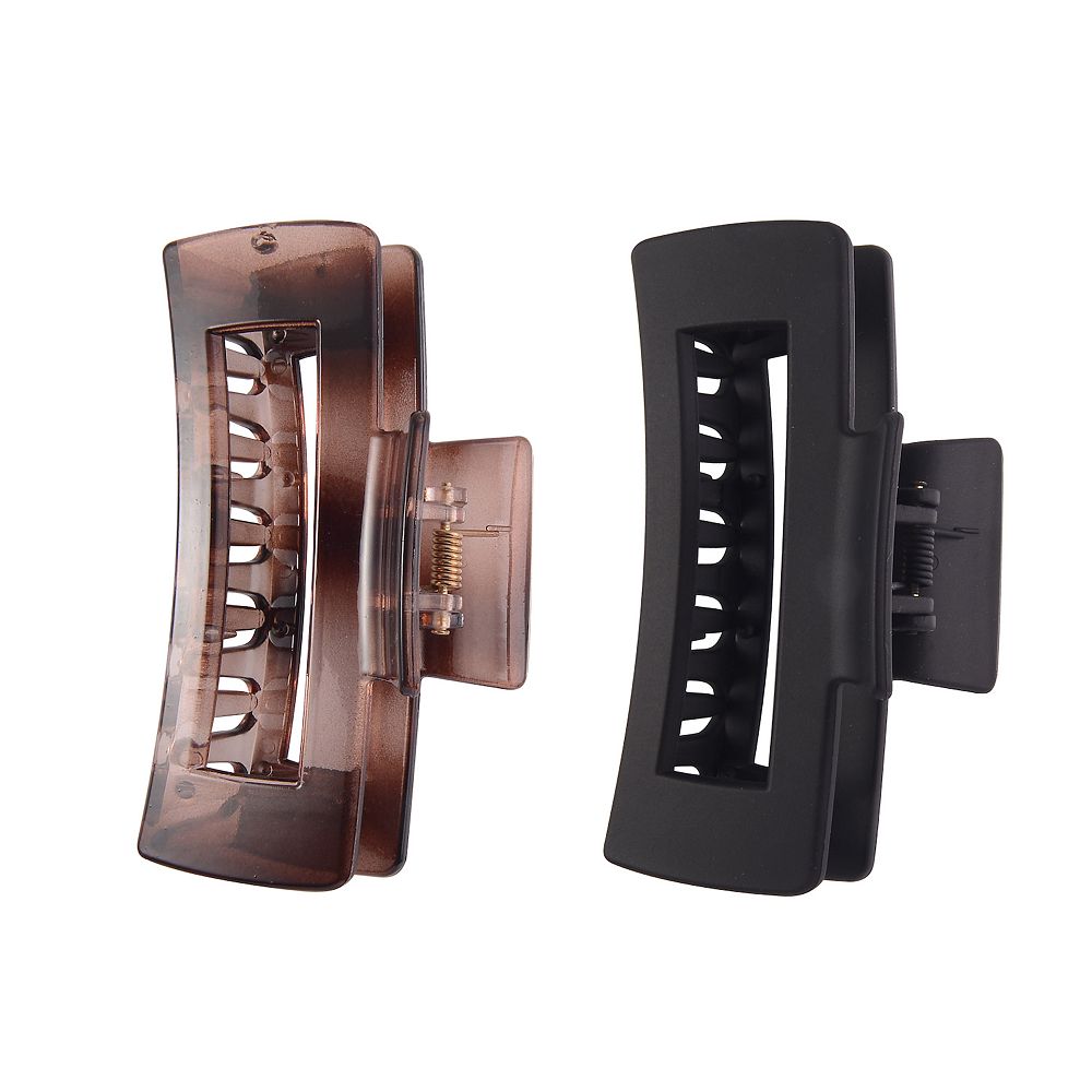 Emberly Tonal Brown & Matte Black Hair Claw Clips Duo