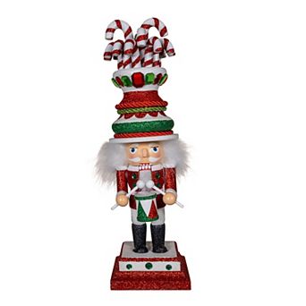 Kurt Adler 16 in Hollywood Nutcrackers Candy Cane Hat Drum Nutcracker