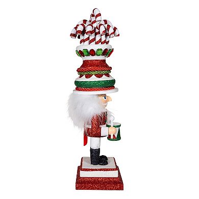 Kurt Adler 16 in Hollywood Nutcrackers Candy Cane Hat Drum Nutcracker