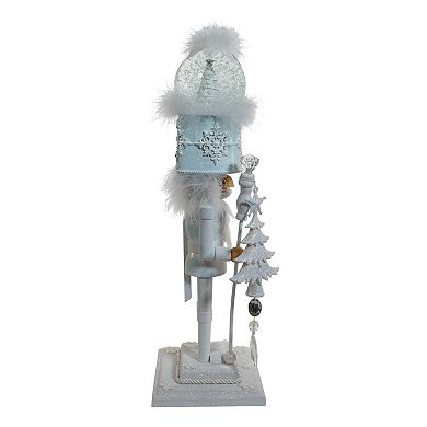 Kurt Adler 20 in Hollywood Nutcrackers Battery-Operated Light Up Animated Musical White Soldier Water Globe Hat Nutcracker