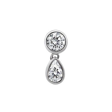 Aleure Precioso Round & Pear Shaped Cubic Zirconia Drop Post Earrings