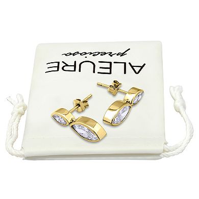 Aleure Precioso Marquise Cubic Zirconia Drop Post Earrings