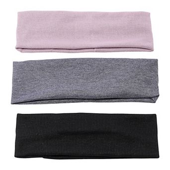 Emberly 3 pk Grey, Mauve & Black Headwrap Set