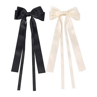 Emberly 2 pk Black & White Bow Barrette Set