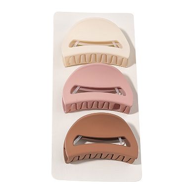 Emberly 3-pack Yellow, Pink & Brown Semi-circle Claw Clip Set