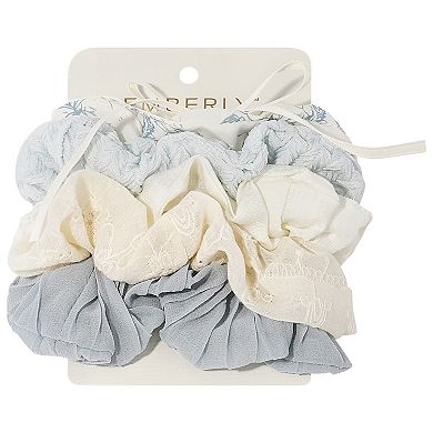Emberly 5-pk. White & Mint Floral Scrunchie Set