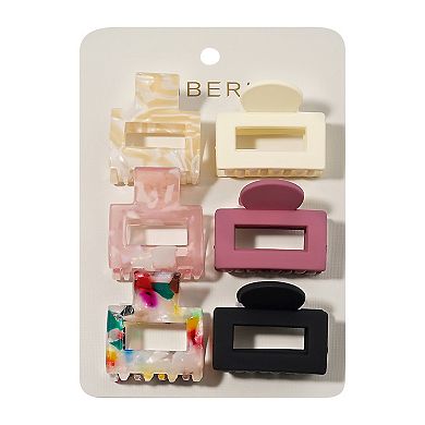 Emberly 6-pack Yellow, Pink & Black Mini Rectangle Claw Clip Set