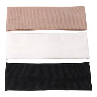 Emberly 3-pack Black, Brown & White Striped Pattern Headwrap Set