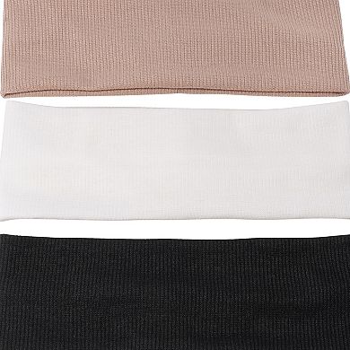 Emberly 3-pack Black, Brown & White Striped Pattern Headwrap Set