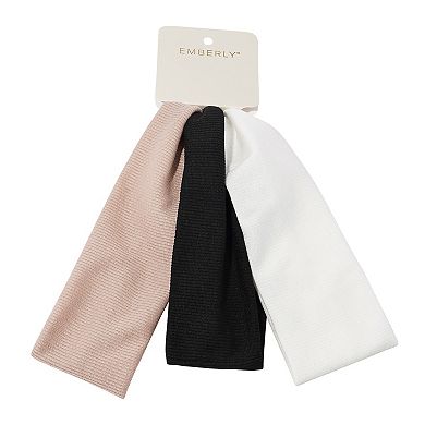 Emberly 3-pack Black, Brown & White Striped Pattern Headwrap Set