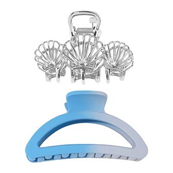 Emberly 2-pack Shells & Blue Semi-Circle Claw Clip Set