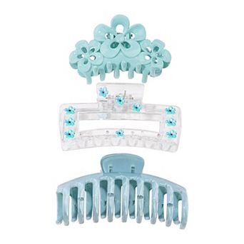 Emberly 3 pk Blue Floral Claw Clip Set